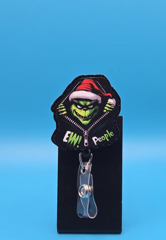 🎄 "Ew, People" Holiday Creature Badge Reel — Fun & Festive Acrylic Reel