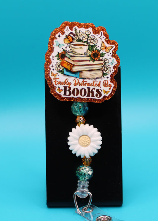 Easily Distracted by Books Badge Reel