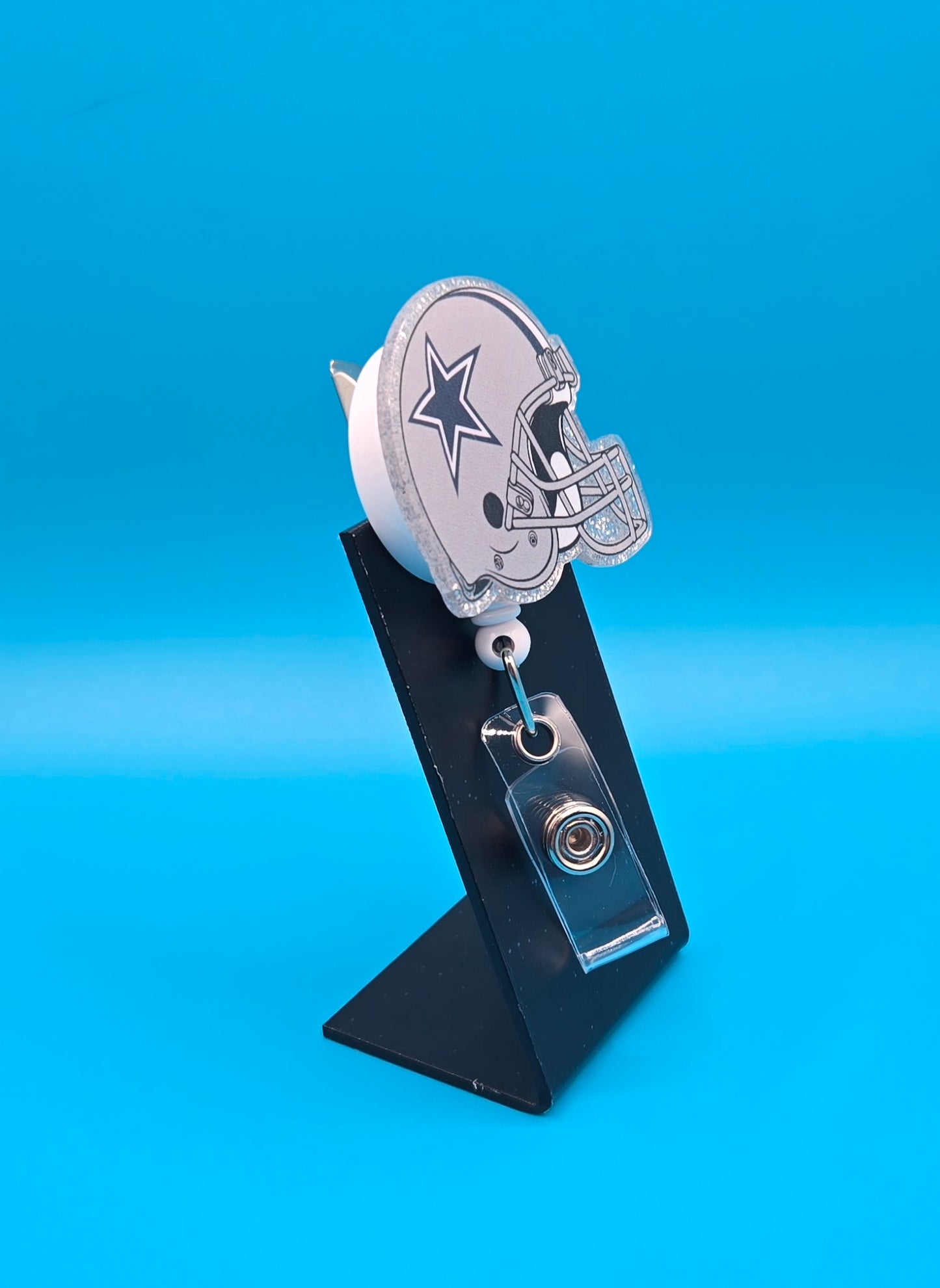 Sports Themed Football Helmet Acrylic Badge Reel