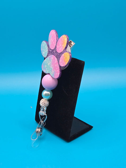 Galaxy Paw Acrylic Badge Reel