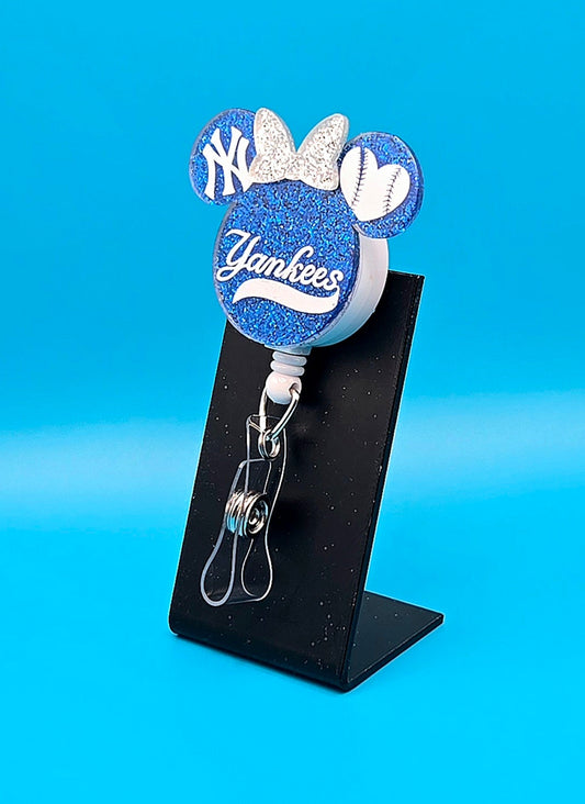 Sports Themed Mouse Profile Baseball Acrylic Badge Reel