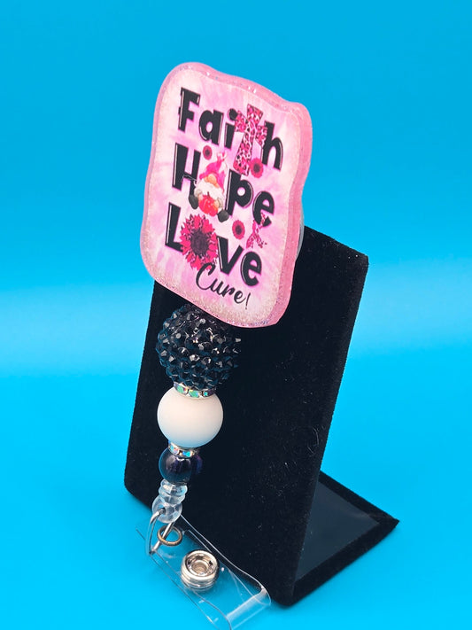 Faith, Hope, Love Acrylic Badge Reel