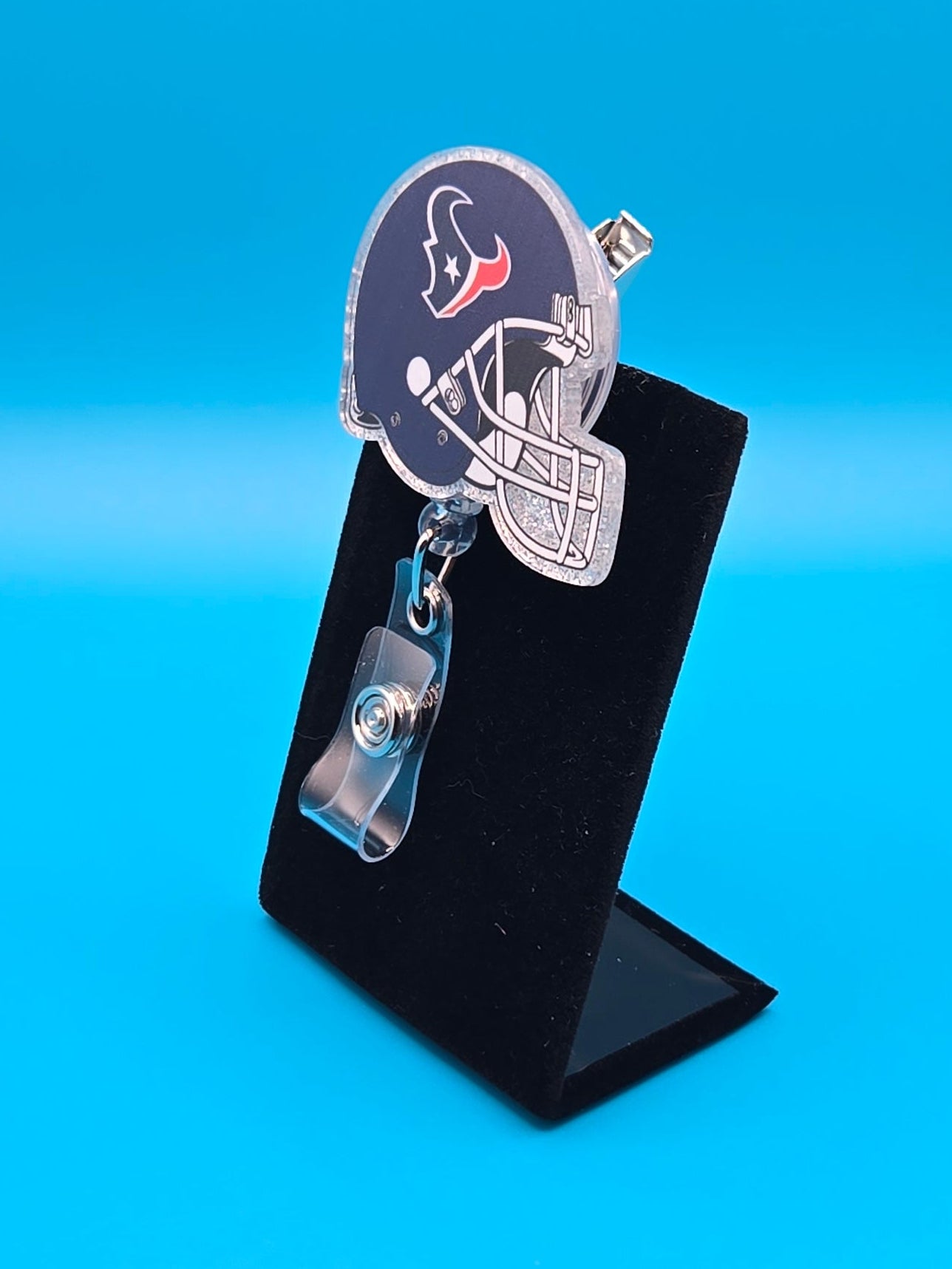 Sports Themed Football Helmet Acrylic Badge Reel