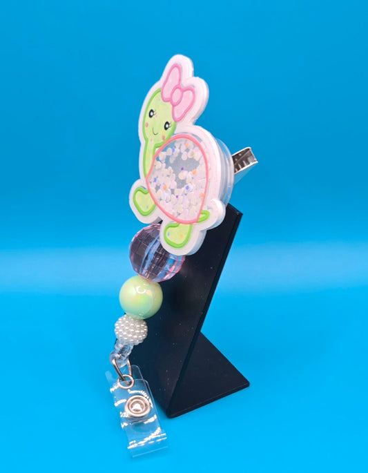 Cute Turtle Shaker Badge Reel