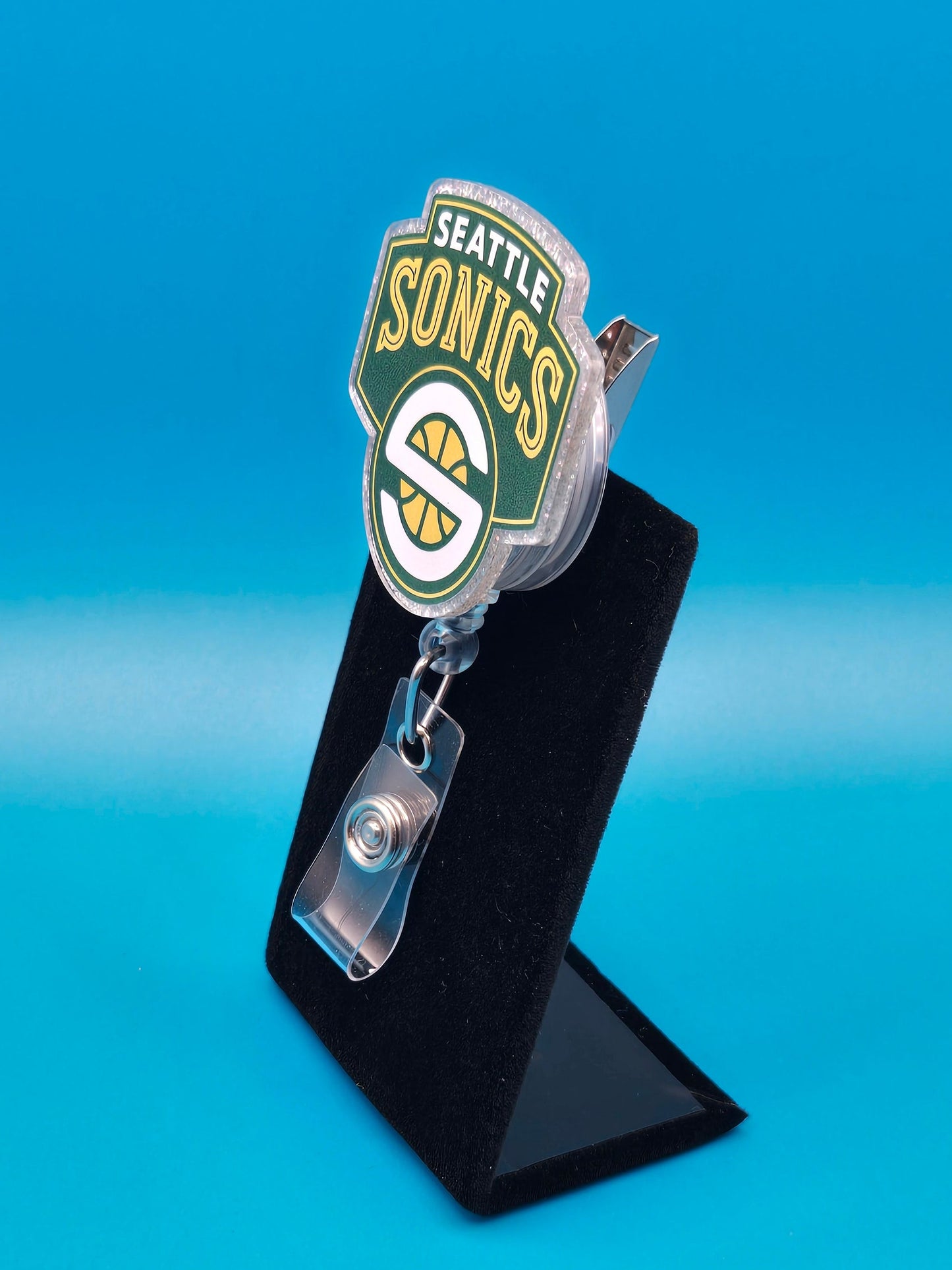 Sports Themed Basketball Acrylic Badge Reel