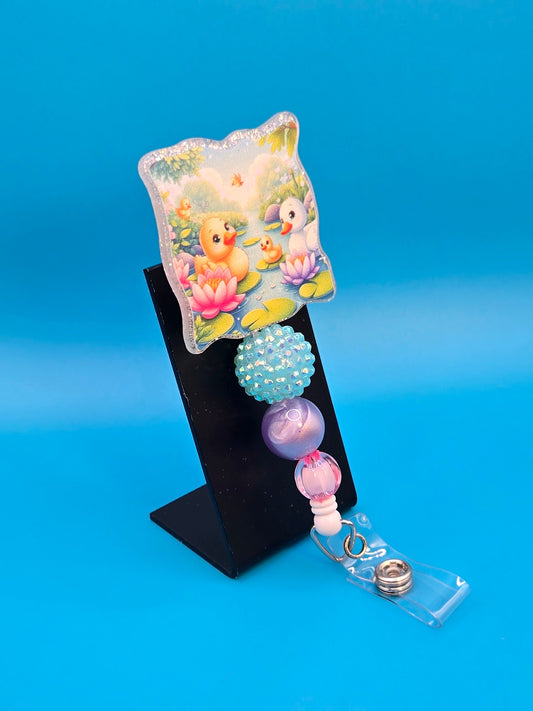 Spring Ducks Acrylic Badge Reel