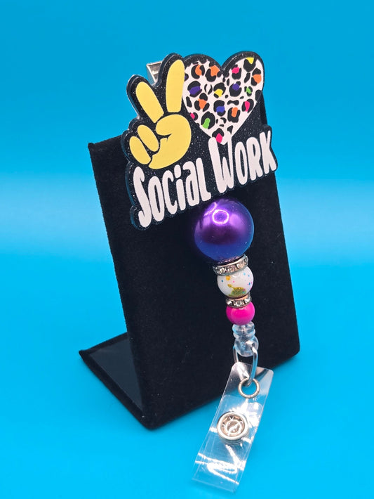 Social Work Acrylic Badge Reel