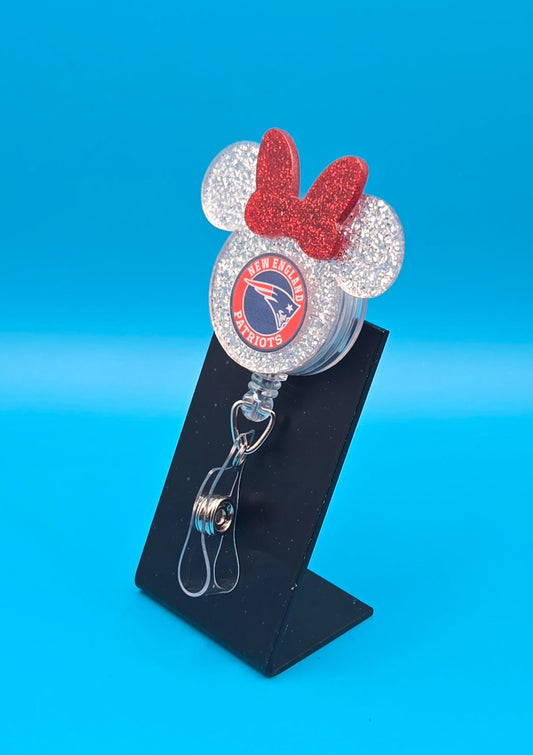 Sports Themed Mouse Profile Football Acrylic Badge Reel
