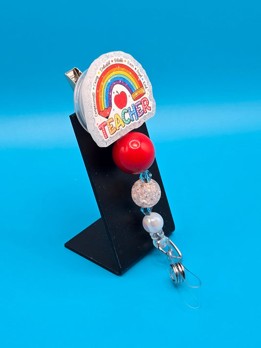 Teacher, Acrylic Badge Reel