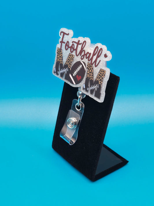 Sports Themed Football Mom Acrylic Badge Reel