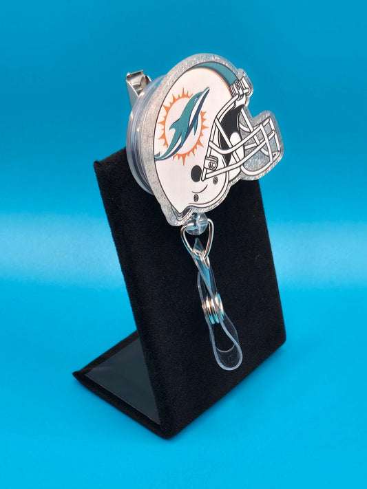 Sports Themed Football Helmet Acrylic Badge Reel