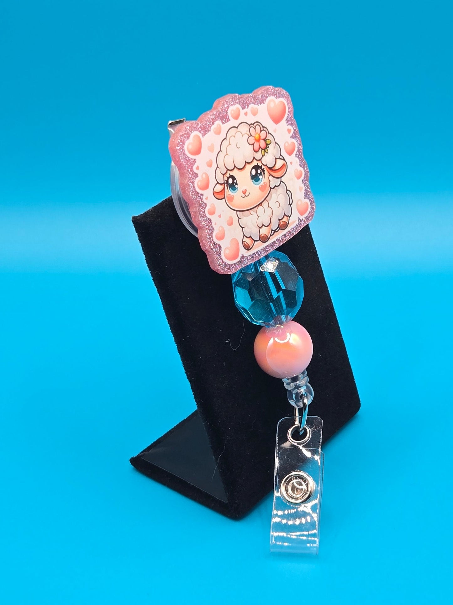 Adorable Lamb Acrylic Badge Reel