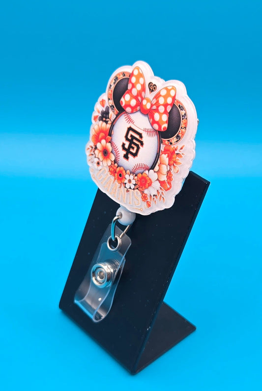 Sports Themed Mouse Profile Baseball Acrylic Badge Reel