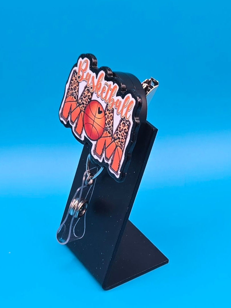 Basketball Mom Acrylic Badge Reel