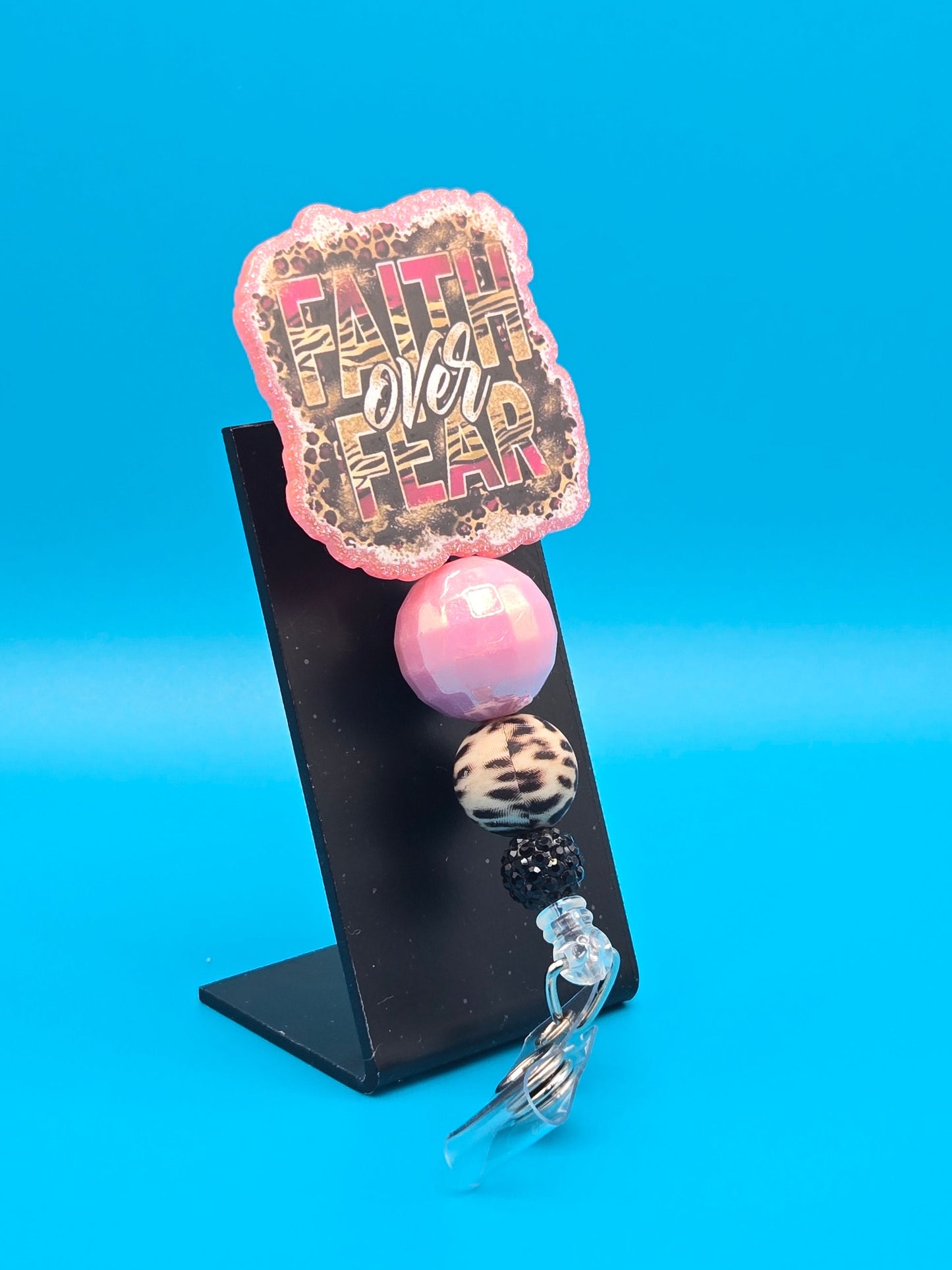 Faith Over Fear Acrylic Badge Reel