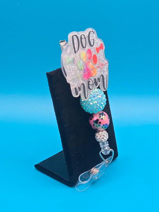 Dog Mom Acrylic Badge Reel
