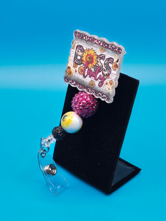 Boss Lady, Acrylic Badge Reel