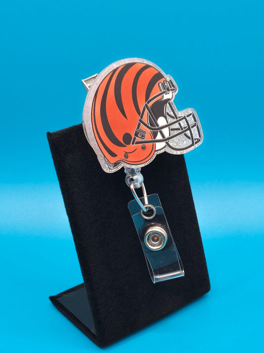 Sports Themed Football Helmet Acrylic Badge Reel