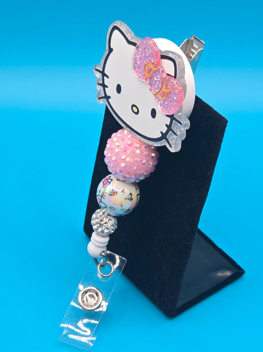 Cat with Bow Acrylic Badge Reel