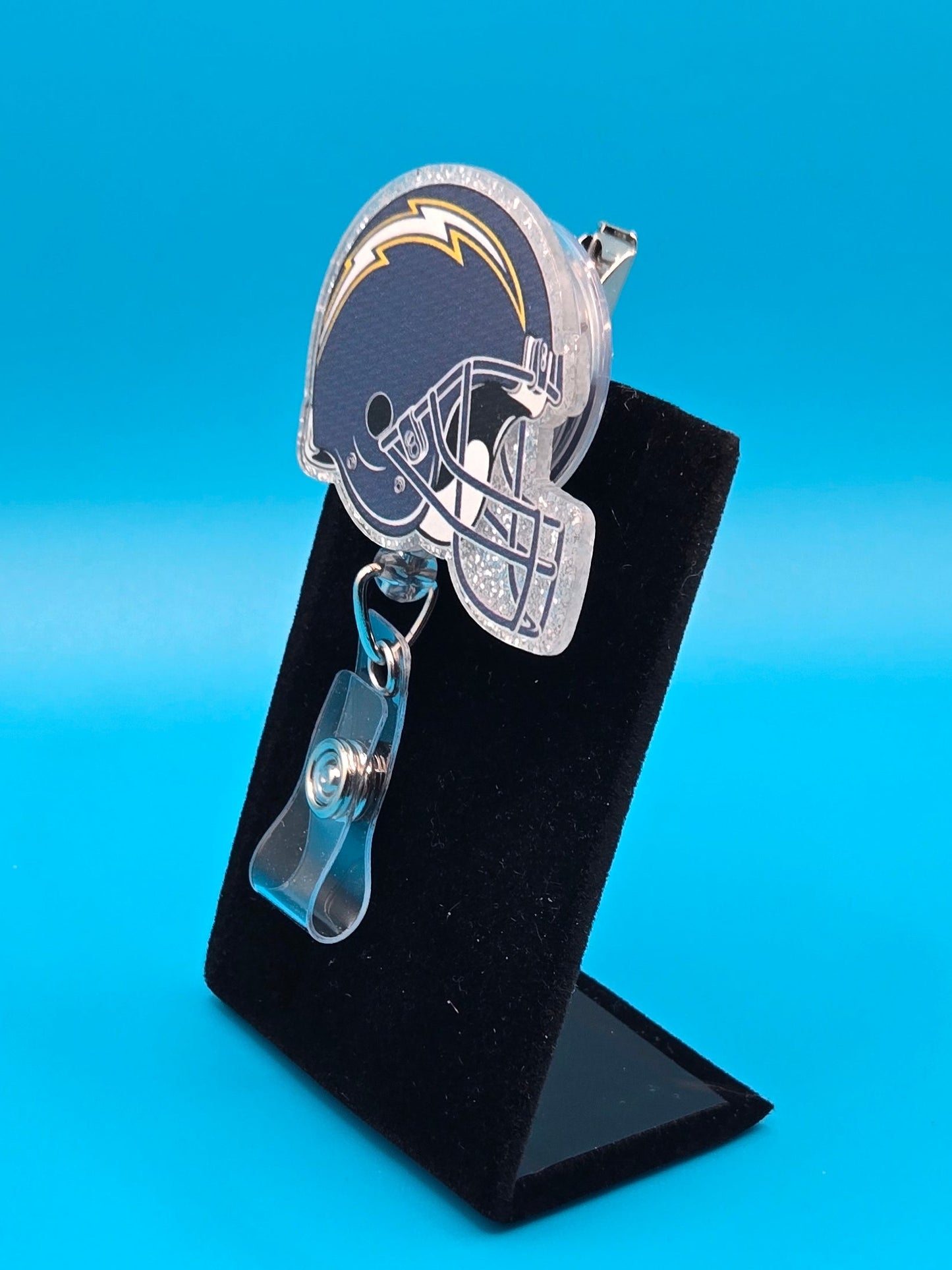 Sports Themed Football Helmet Acrylic Badge Reel