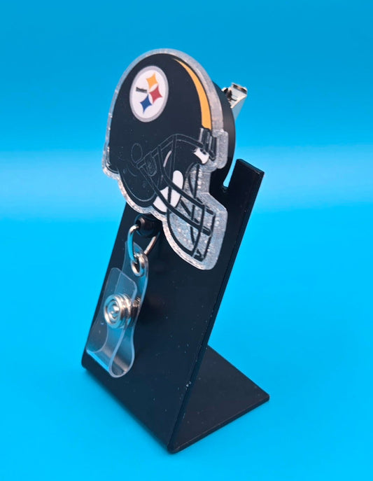 Sports Themed Football Helmet Acrylic Badge Reel