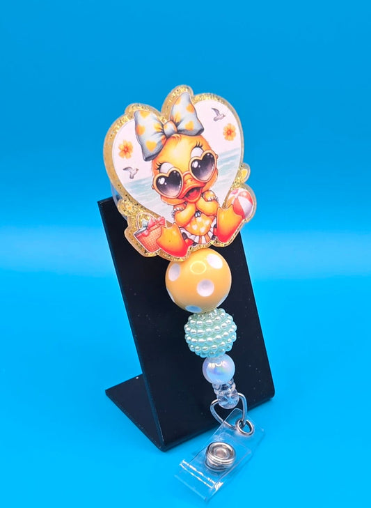 Beach Chick Acrylic Badge Reel