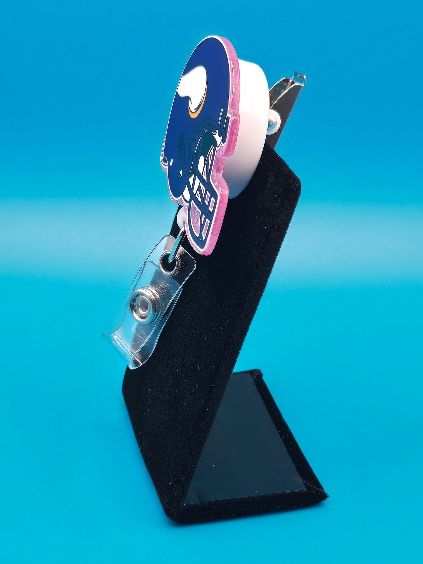 Sports Themed Football Helmet Acrylic Badge Reel