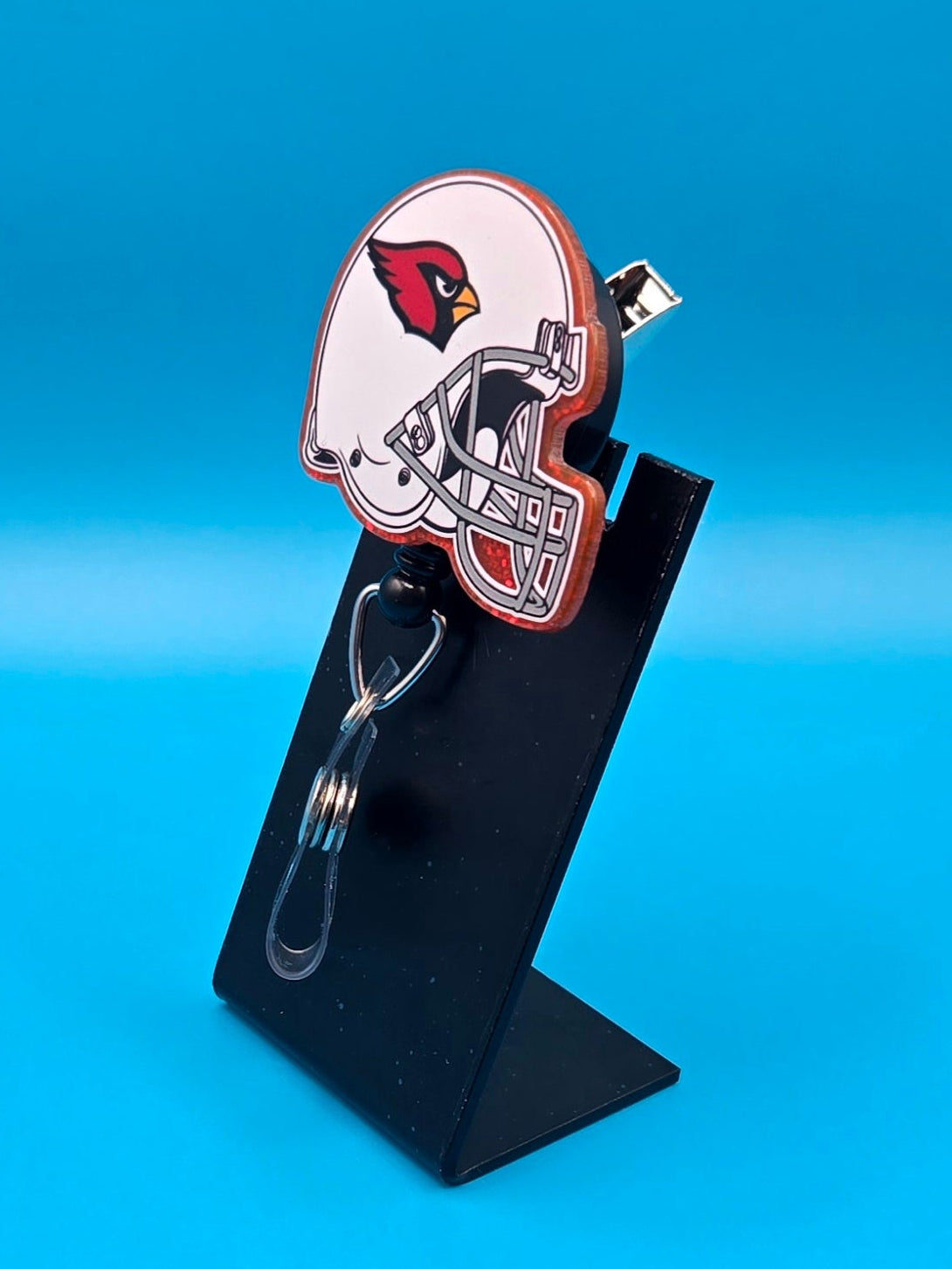 Sports Themed Football Helmet Acrylic Badge Reel
