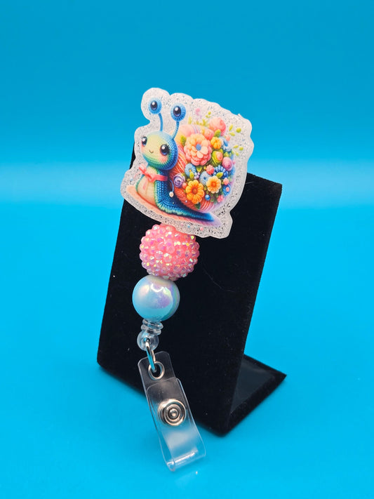Beautiful Snail Acrylic Badge Reel