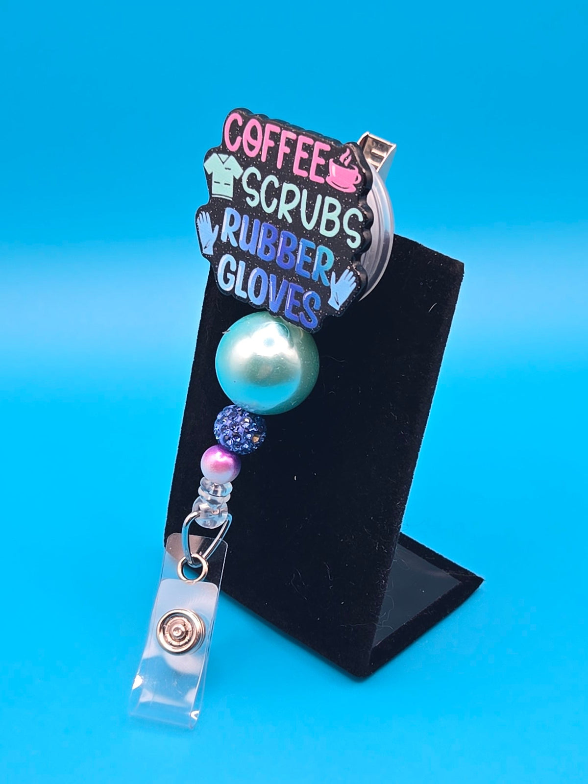 Coffee Scrubs Rubber Gloves Acrylic Badge Reel