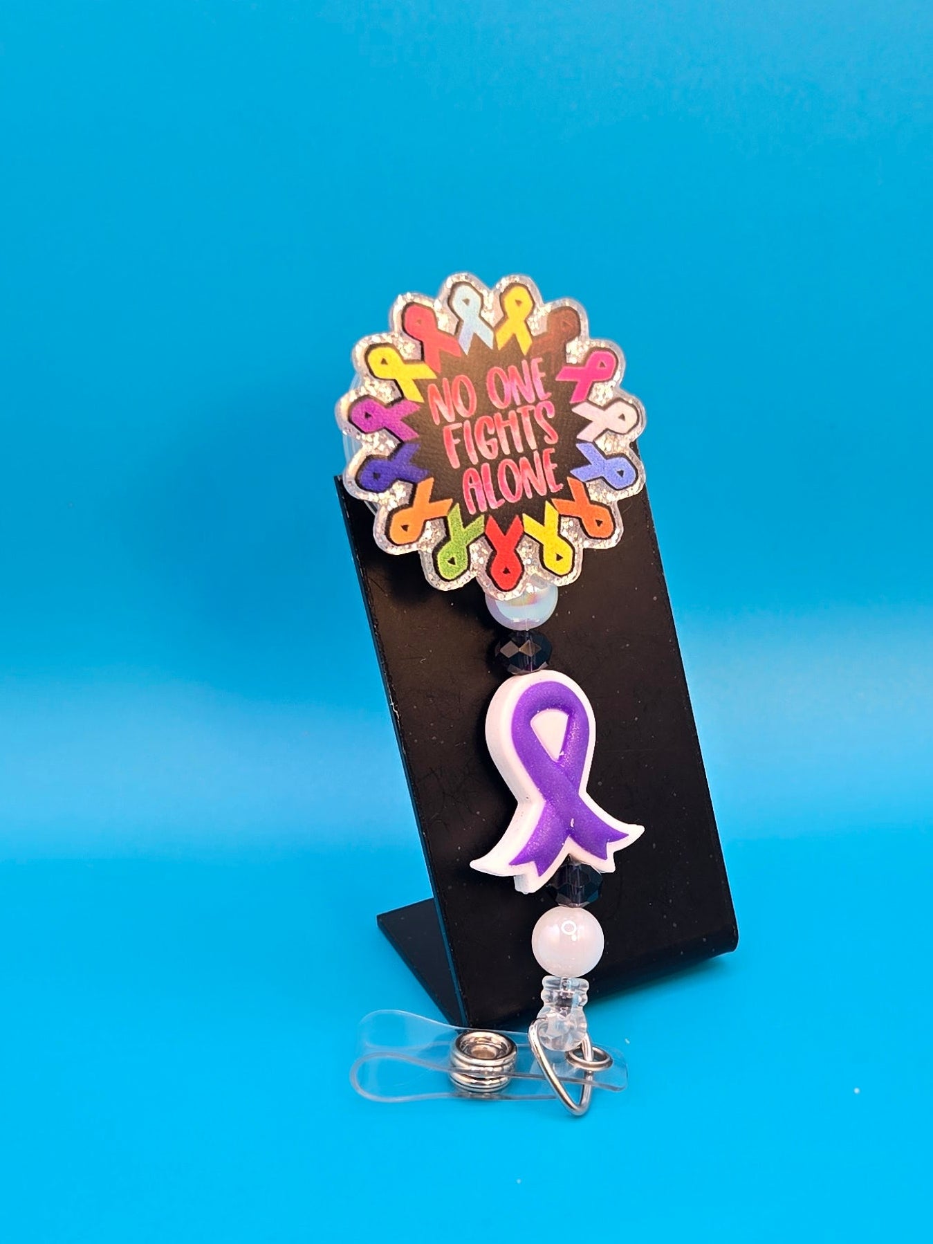 No One Fights Alone Acrylic Badge Reel