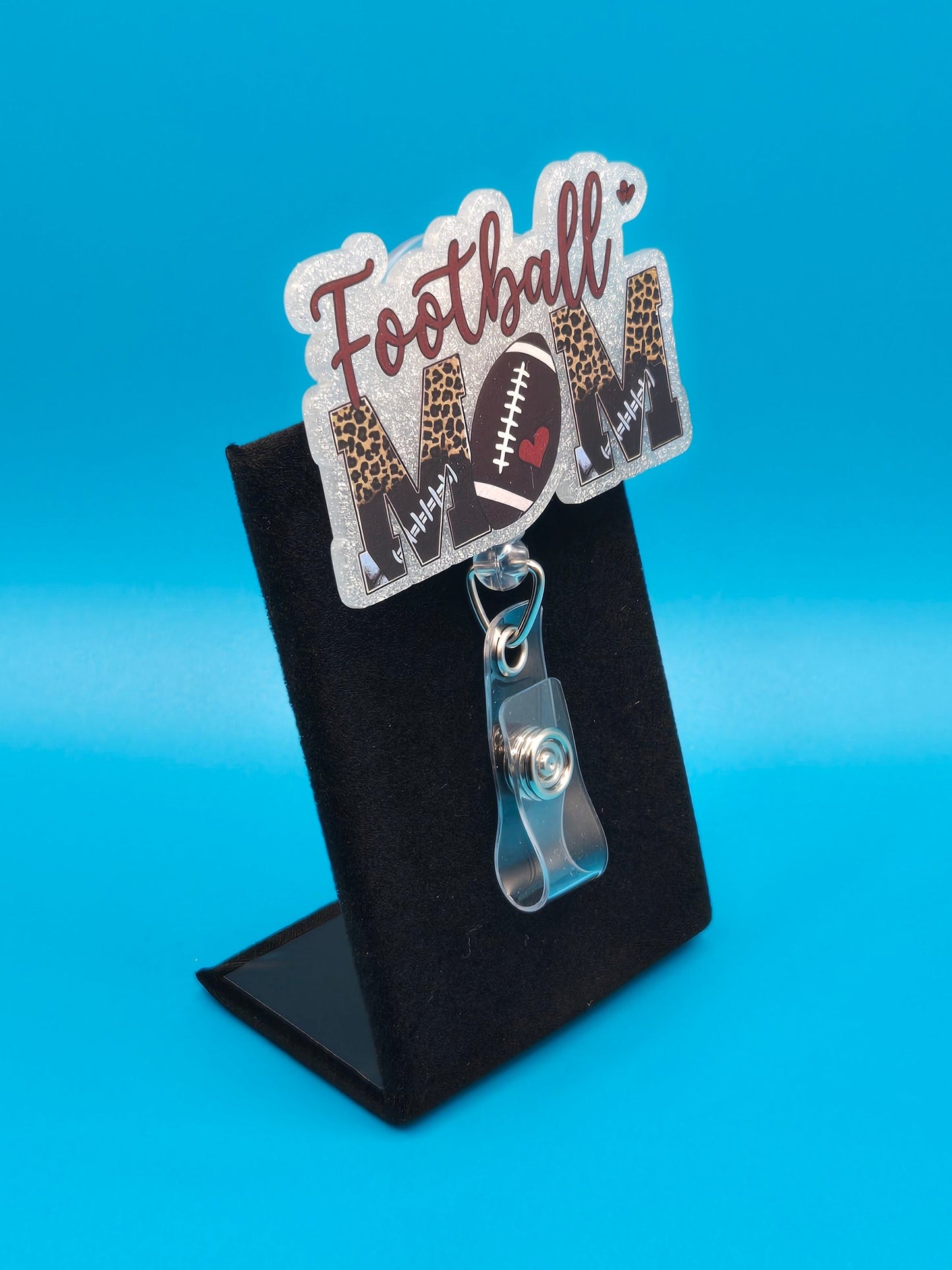 Sports Themed Football Mom Acrylic Badge Reel