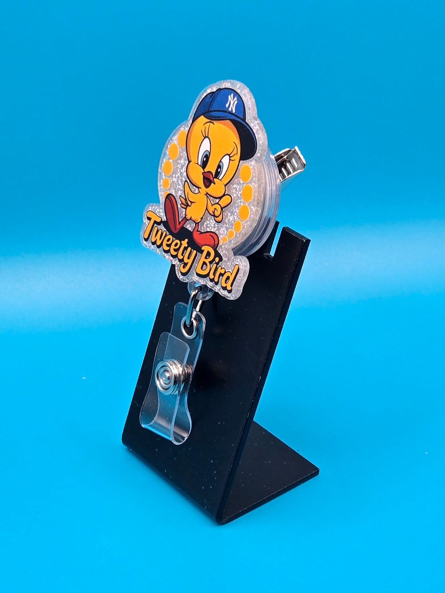 Sports Themed Cartoon Baseball, Acrylic Badge Reel