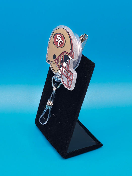 Sports Themed Football Helmet Acrylic Badge Reel