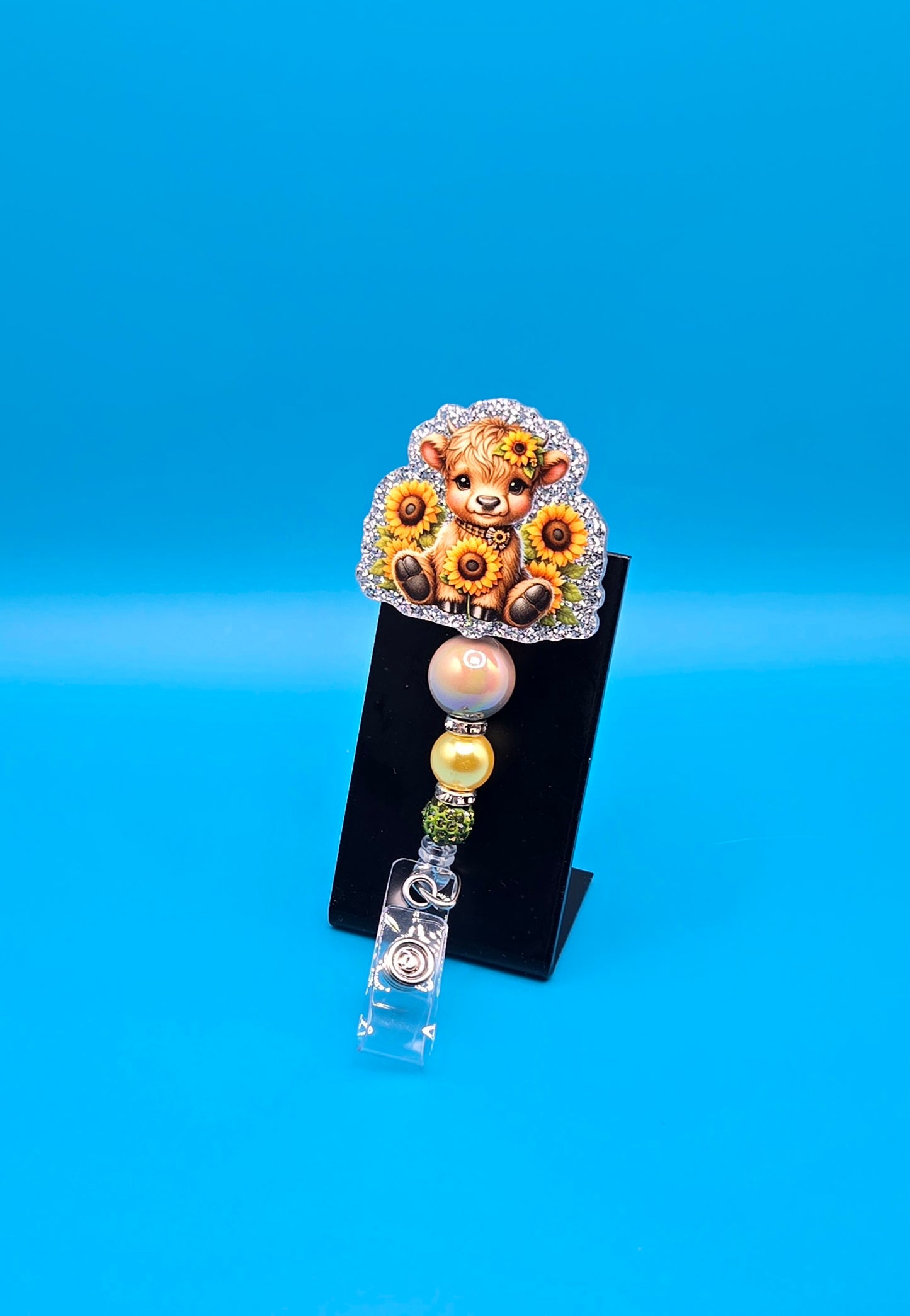 Sunflower Cow Acrylic Badge Reel
