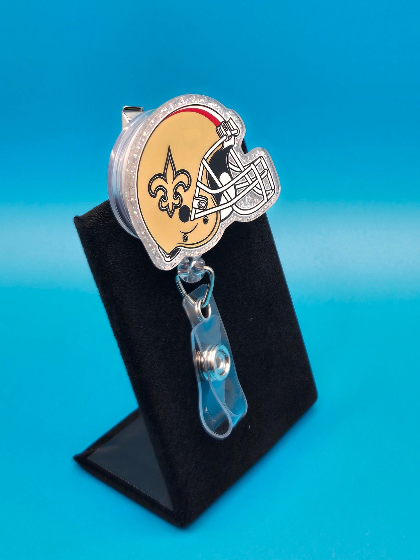 Sports Themed Football Helmet Acrylic Badge Reel