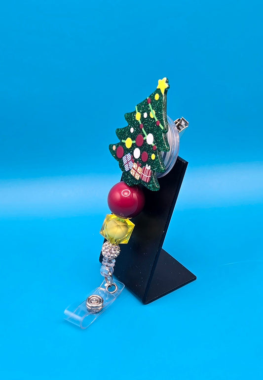 Christmas Tree Acrylic Badge Reel