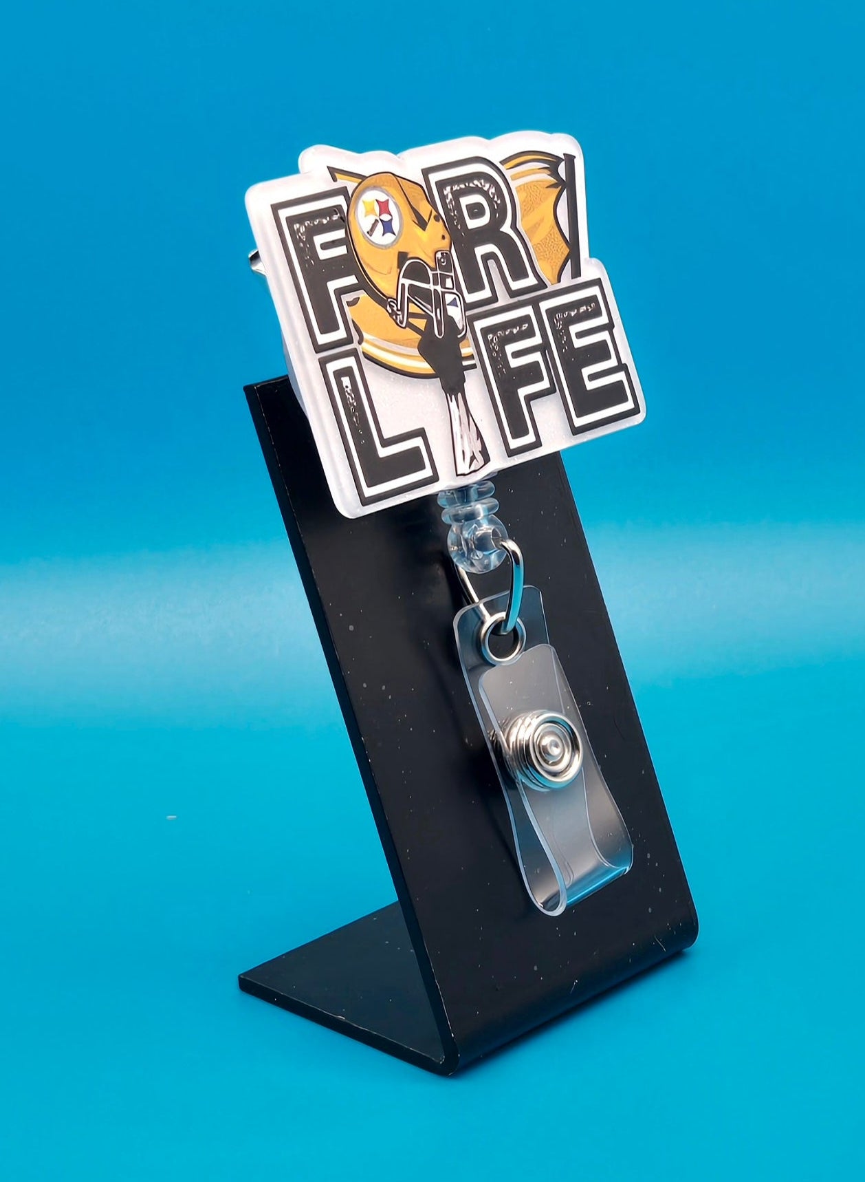 Sports Themed Football For Life Acrylic Badge Reel