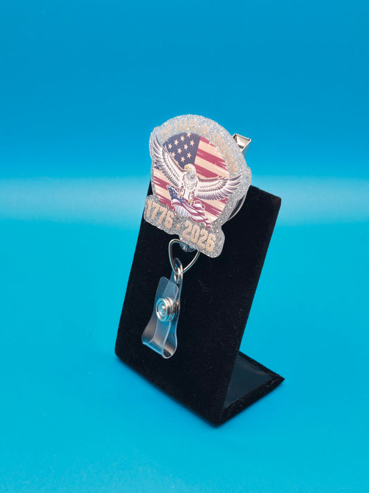250th Year Bald Eagle Patriotic Acrylic Badge Reel