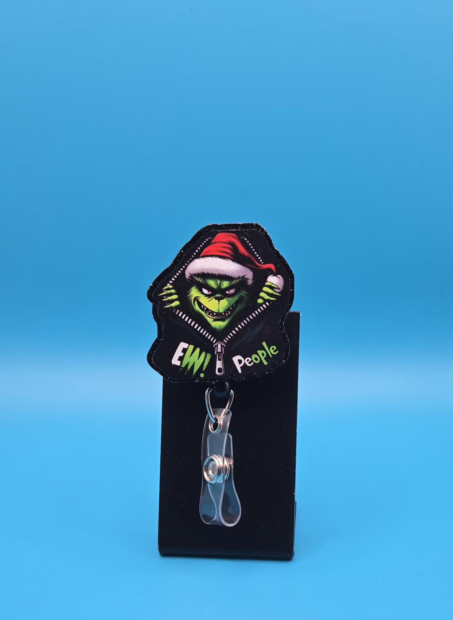 🎄 "Ew, People" Holiday Creature Badge Reel — Fun &amp; Festive Acrylic Reel