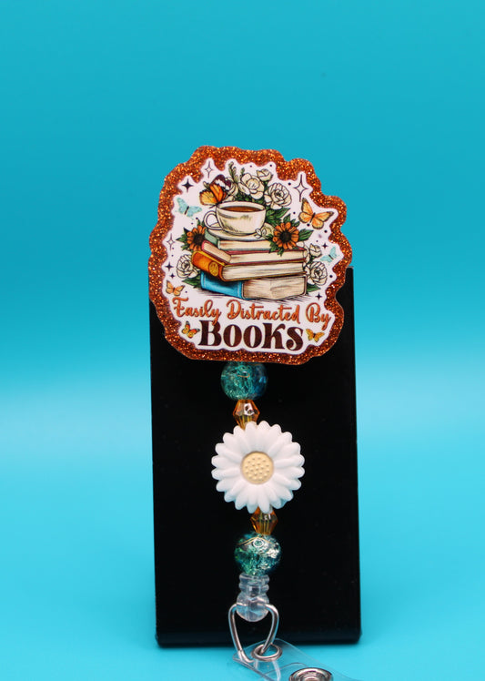 Easily Distracted by Books Badge Reel