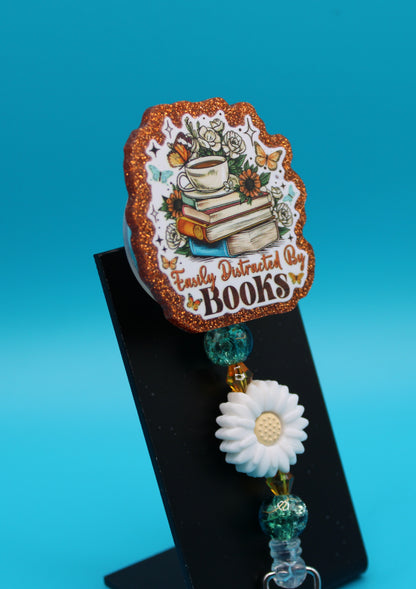 Easily Distracted by Books Badge Reel