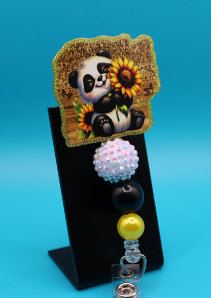 Panda Sunflower Acrylic Badge Reel