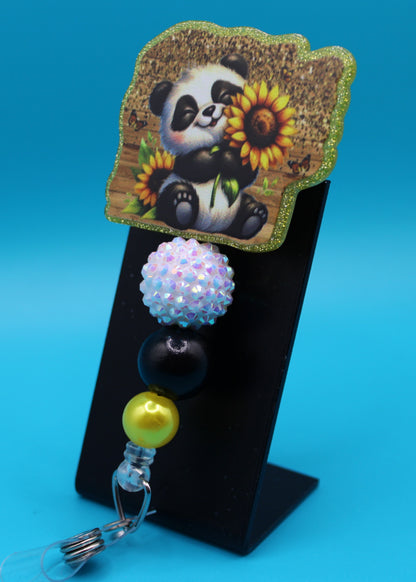 Panda Sunflower Acrylic Badge Reel