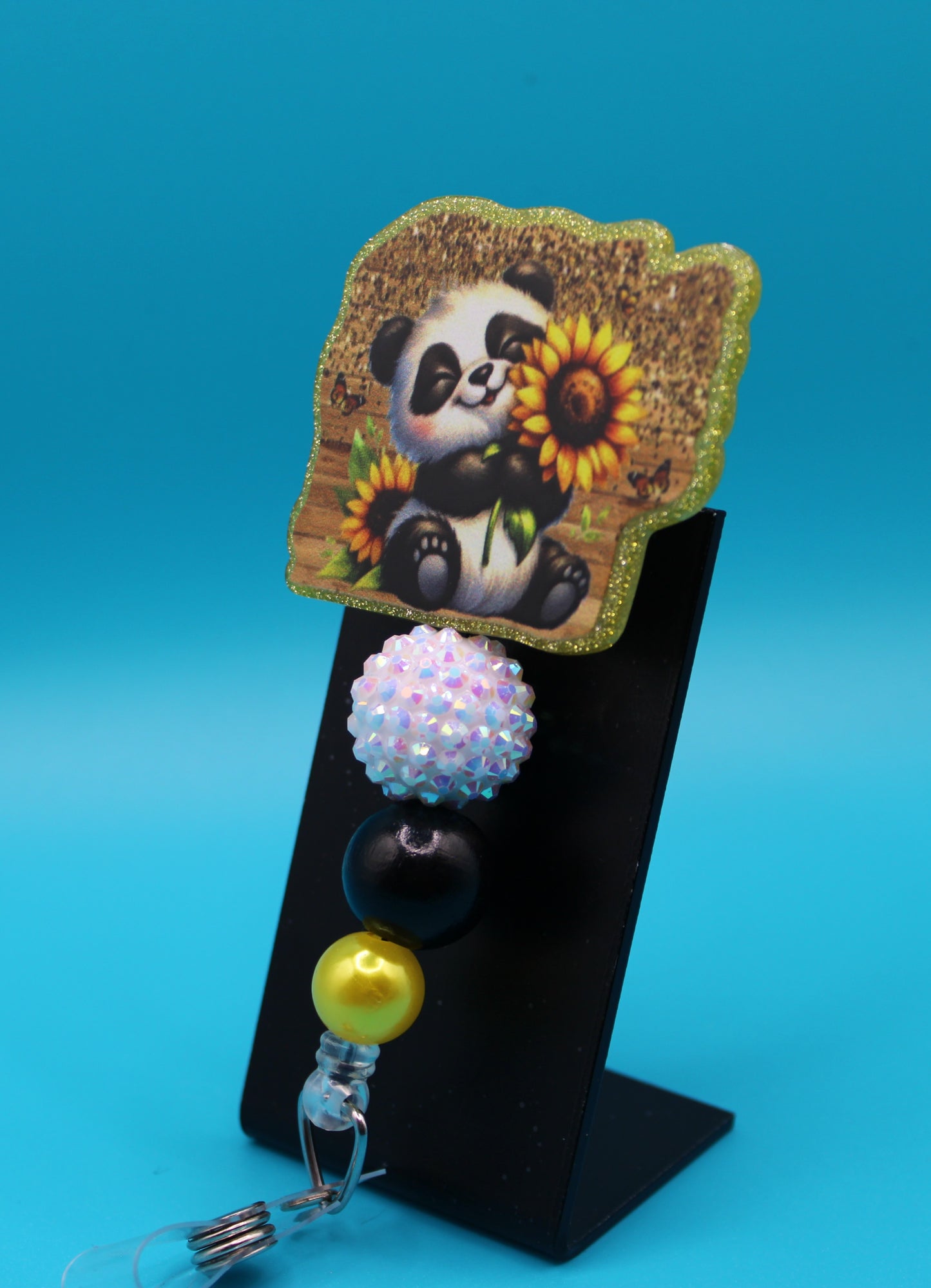 Panda Sunflower Acrylic Badge Reel