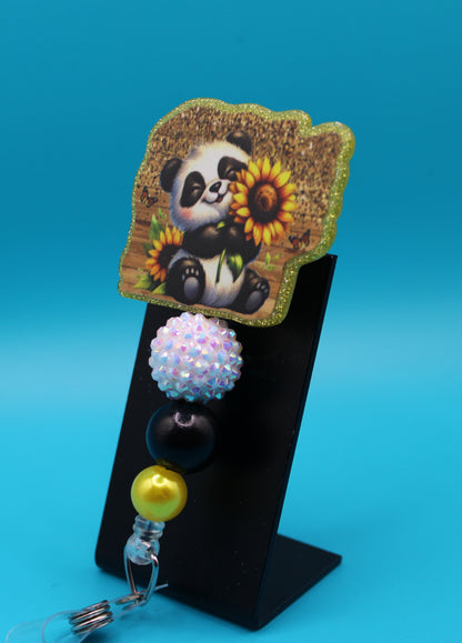 Panda Sunflower Acrylic Badge Reel