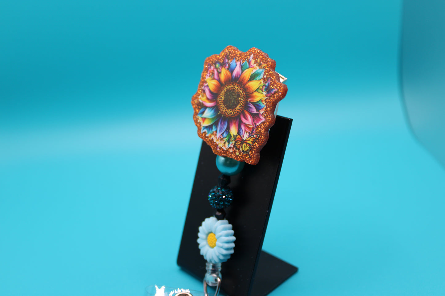 Turquoise Sunflower Acrylic Badge Reel