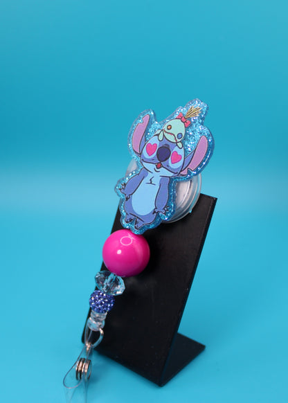 Blue Alien Best Buds Acrylic Badge Reels