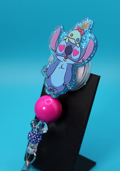 Blue Alien Best Buds Acrylic Badge Reels