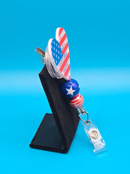 Shaker Flag Heart Acrylic Badge Reel